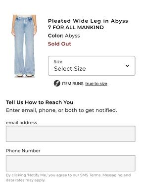 7 For All Mankind Wide Leg Jeans in Abyss
